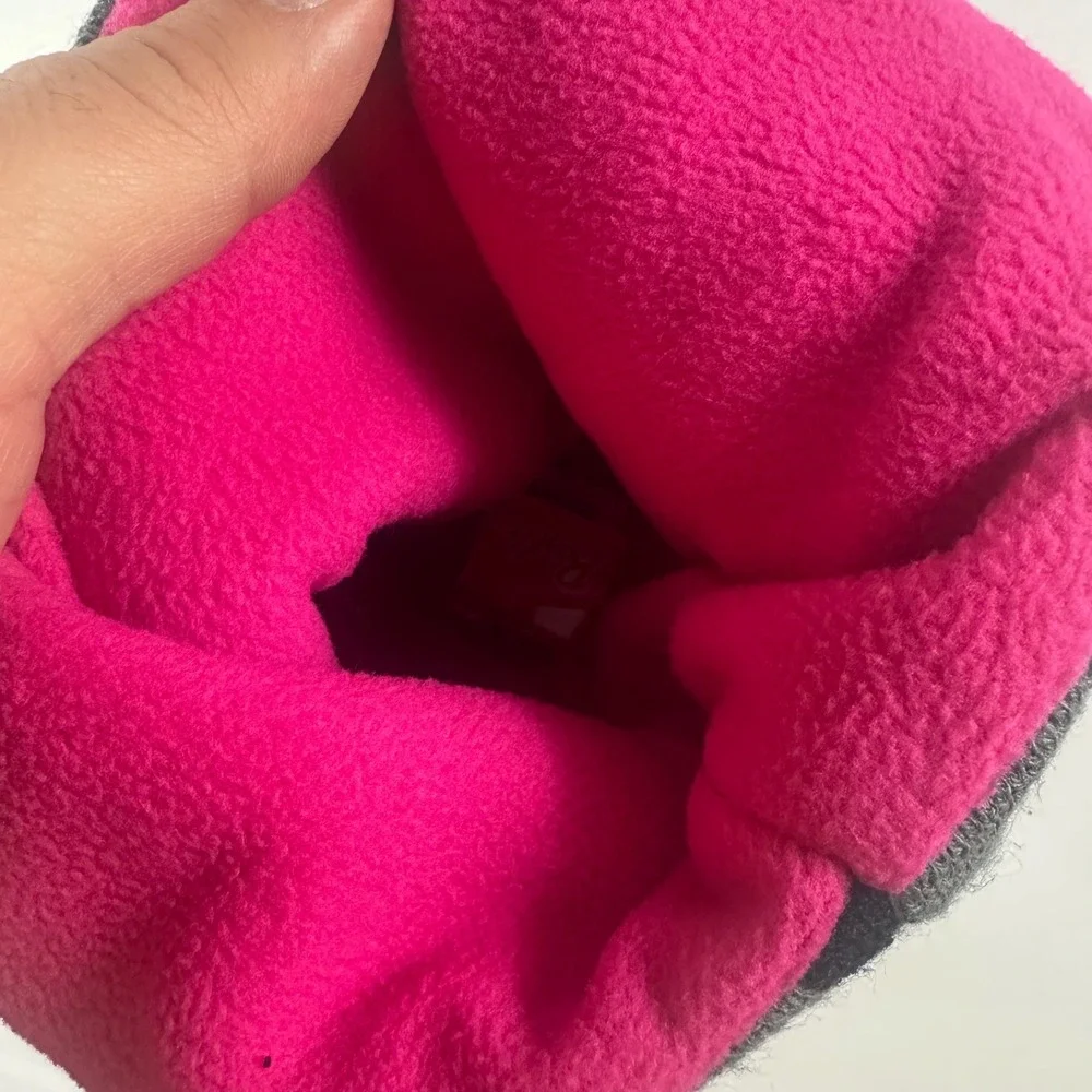 Girls Barbie Beanie Hat with Pom Poms and Braids Pink‎ Gray Polka Dot Winter